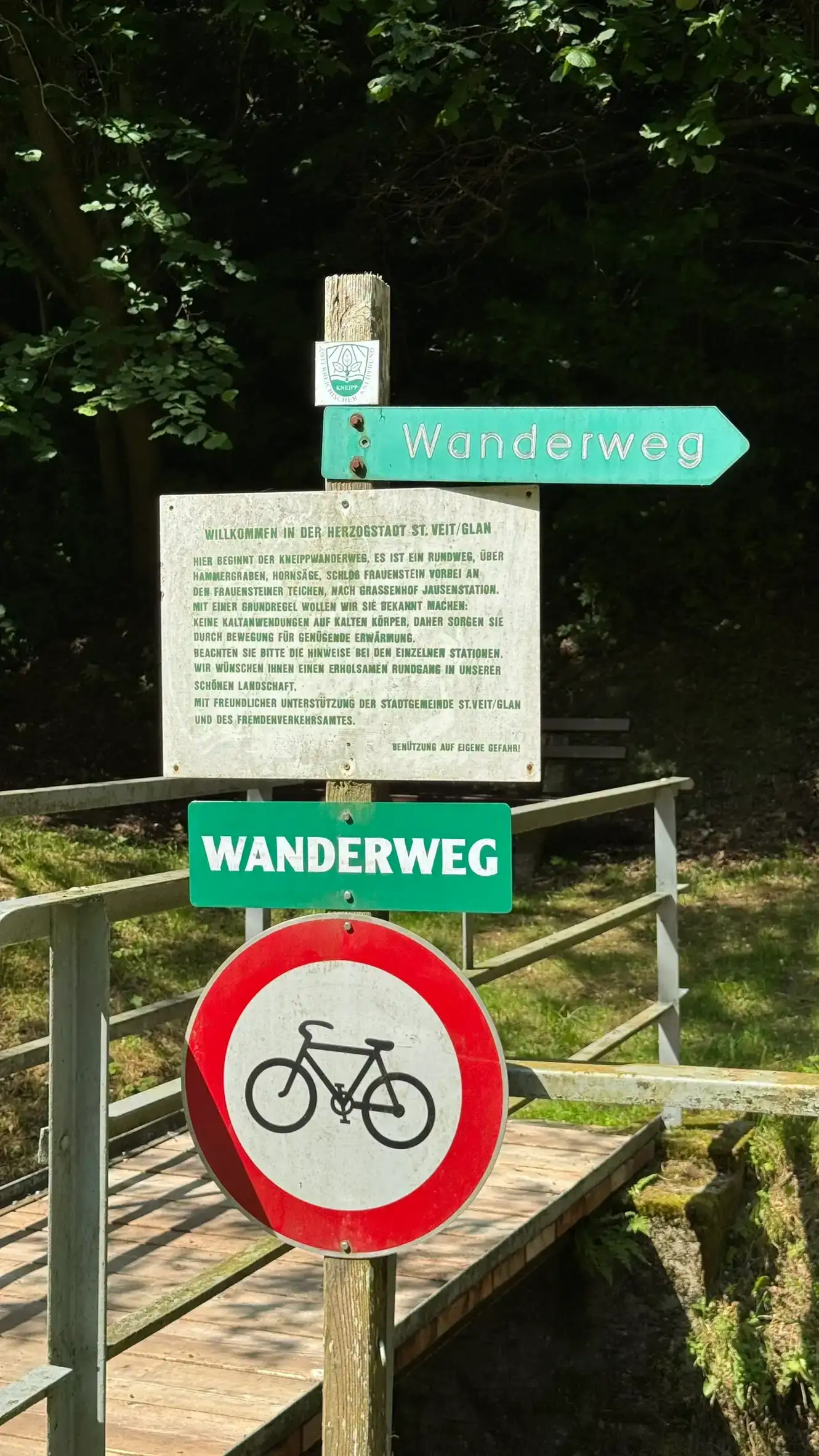 Signs informing visitors about the forest trails