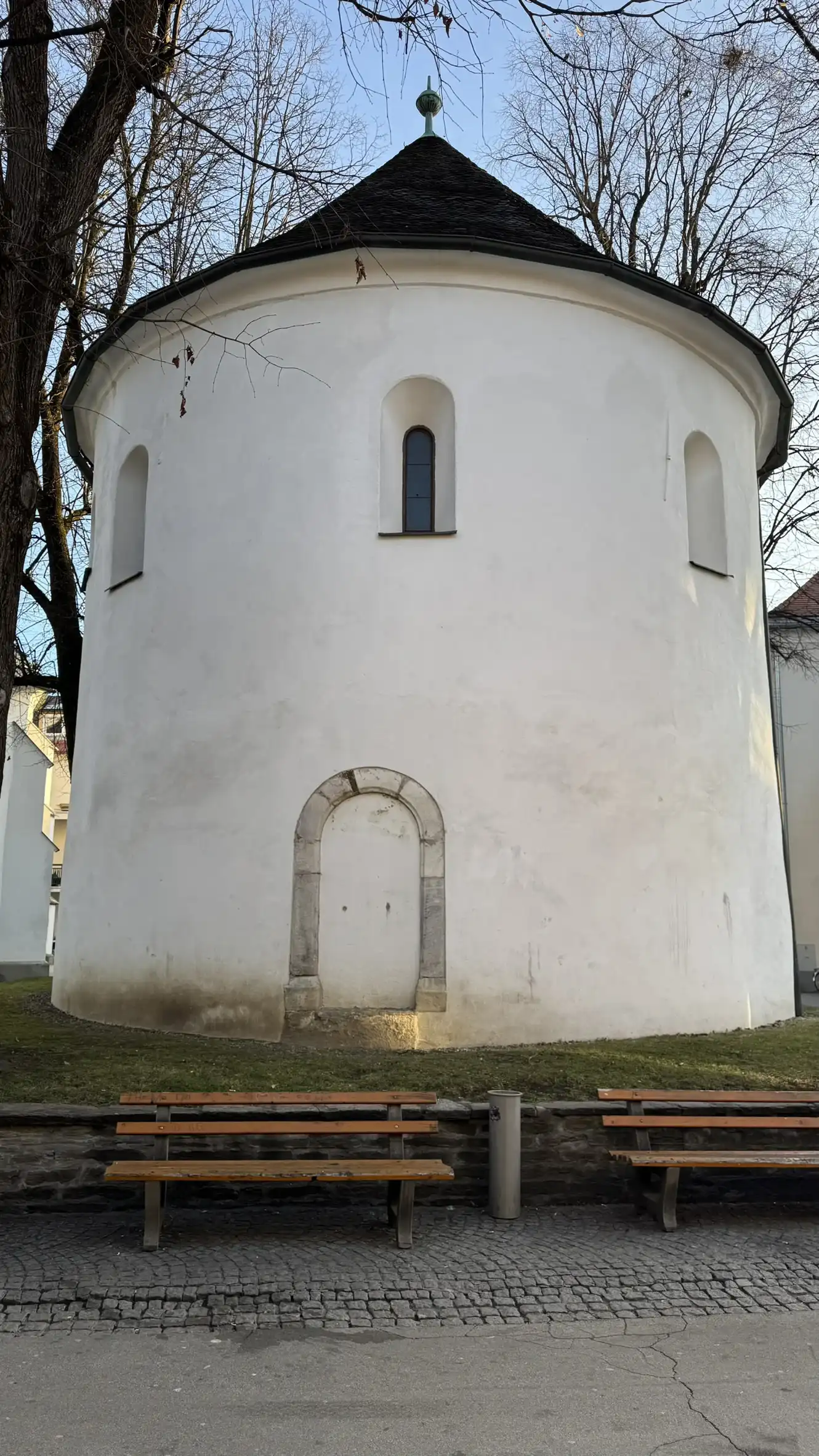 Blind stone arch with three recessed windows