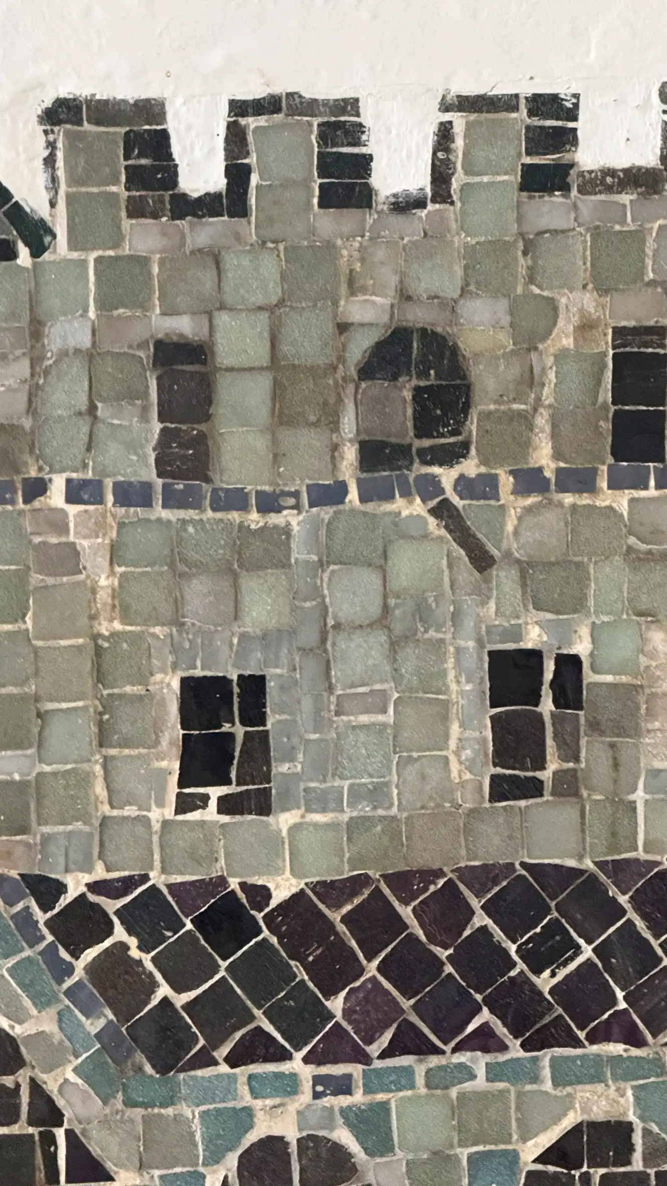 Tesserae colours: greyish olive, black