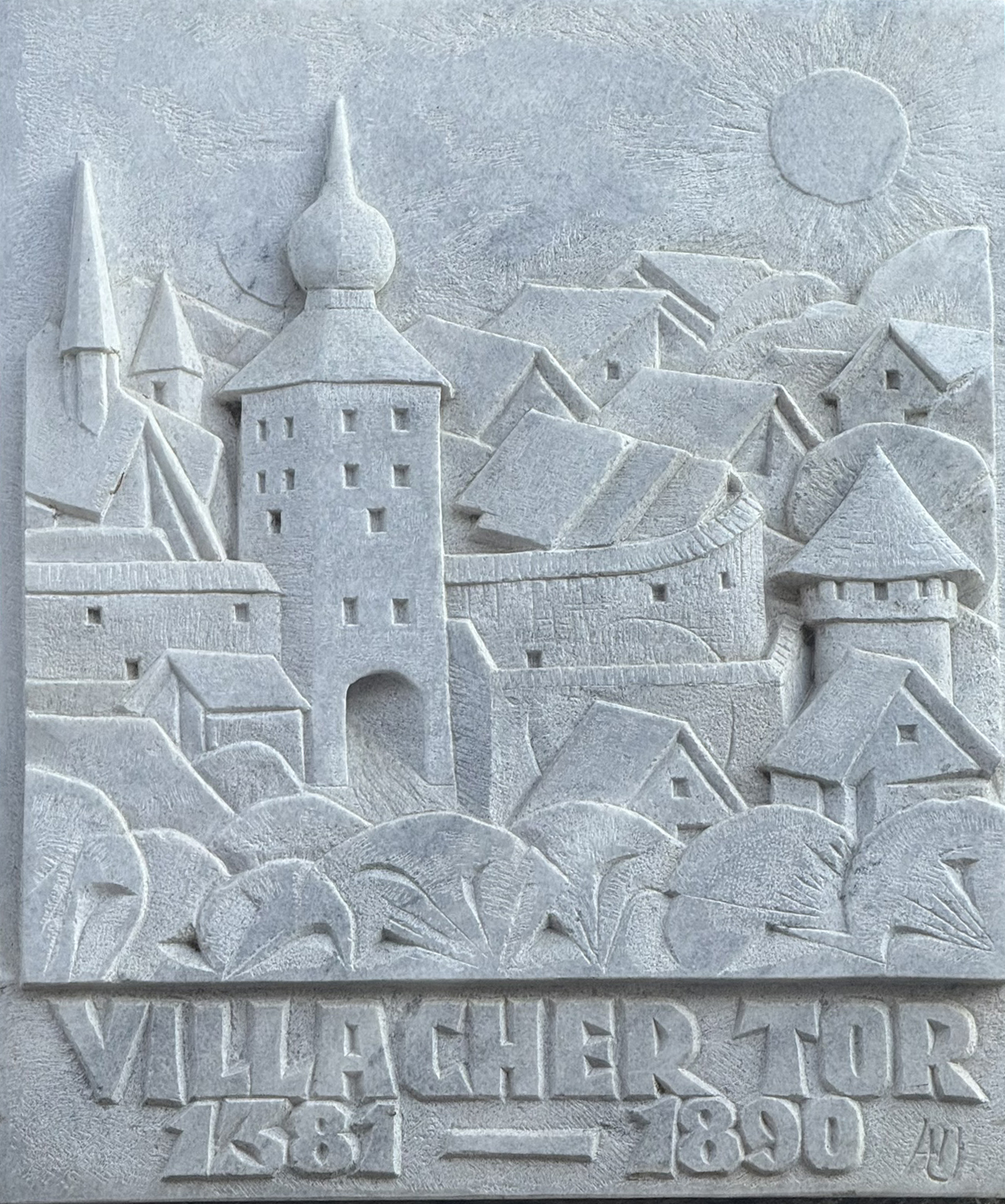 Plaque marking the former site of the "Villacher Tor".