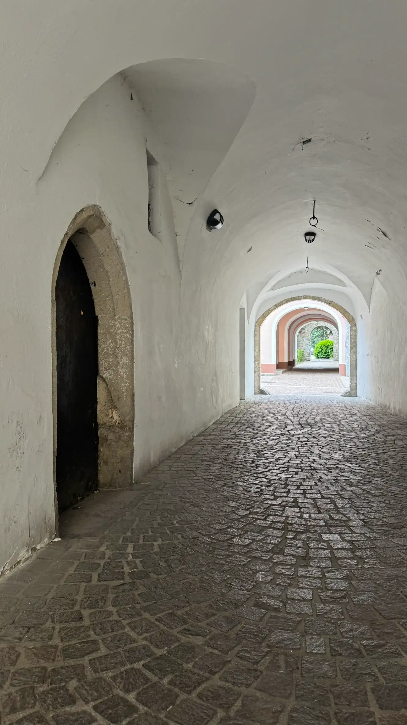 Inside the covered passageway
