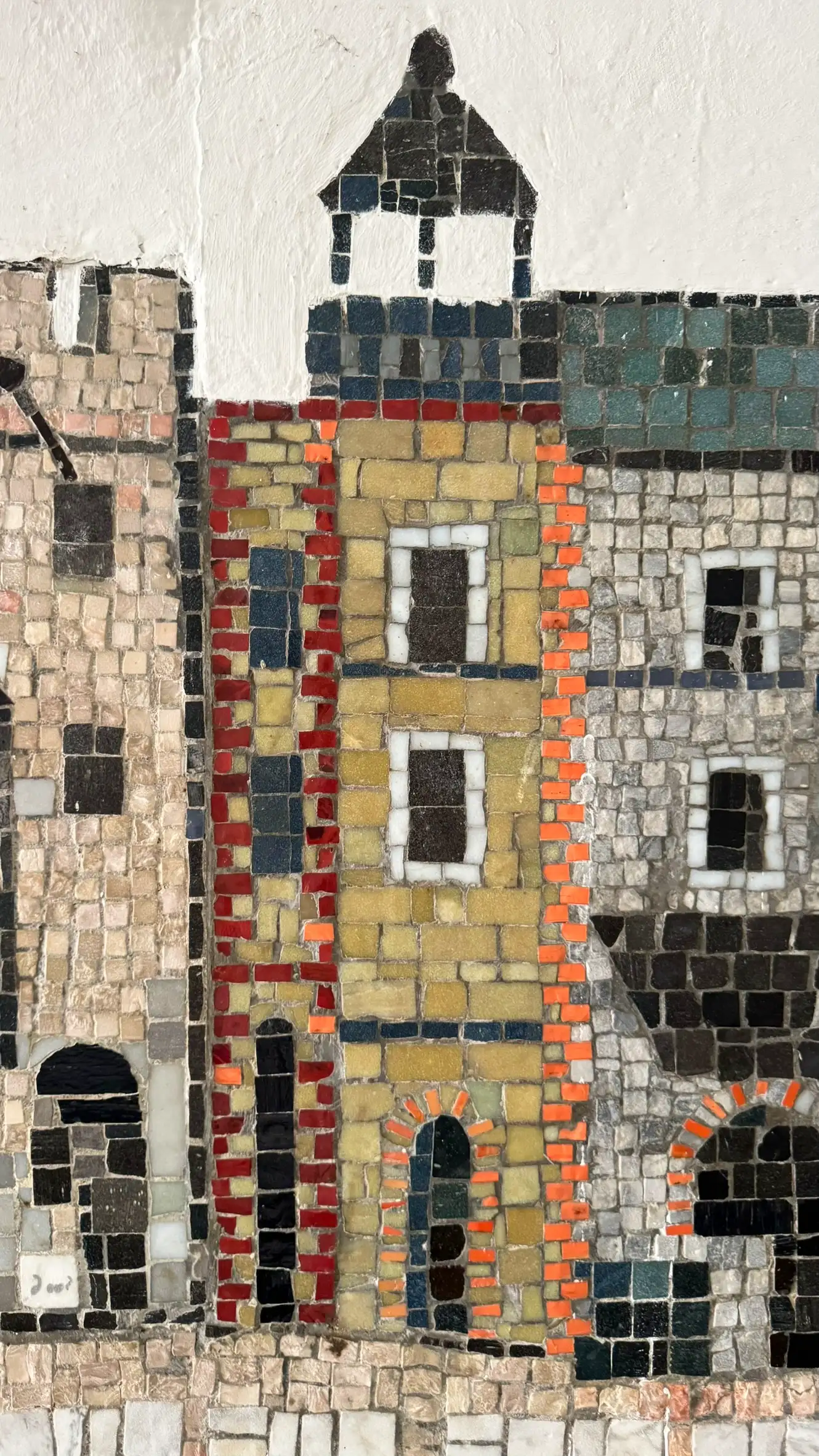 Tesserae colours: pale brown, blood red, sunset orange, warm yellow, pearl white, silver, ash grey, Ionian blue, black