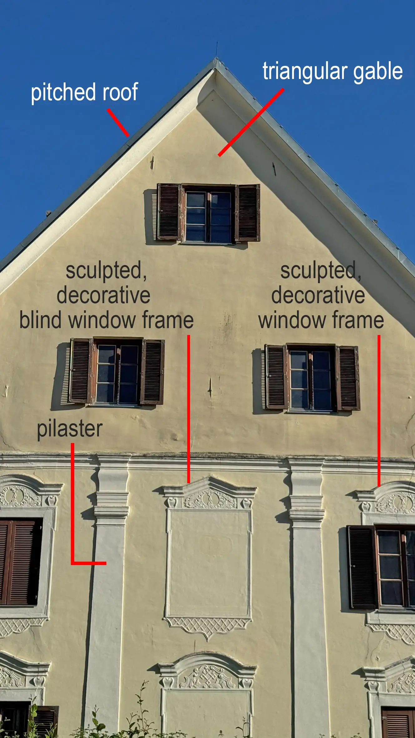 Two-storeyed Baroque building with pitched roof