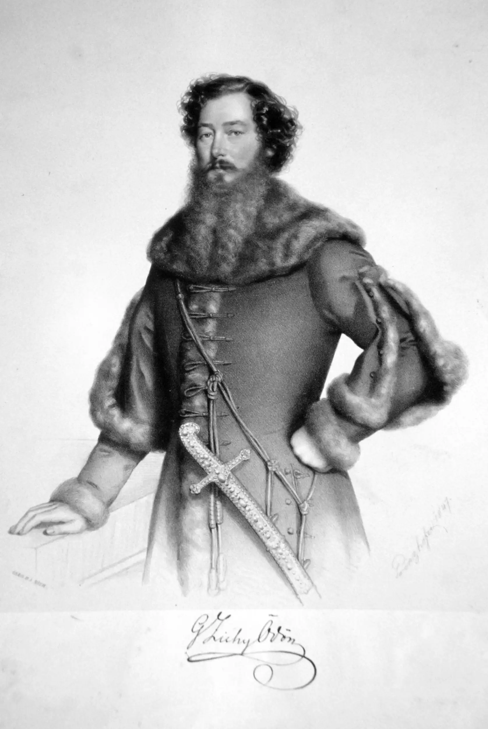 Edmund Zichy (1811–1894), Graf zu Zich und Vásonykeö, Gründer des Orientmuseums in Wien, Förderer von Kunst und Kultur | Lithografie, 1847