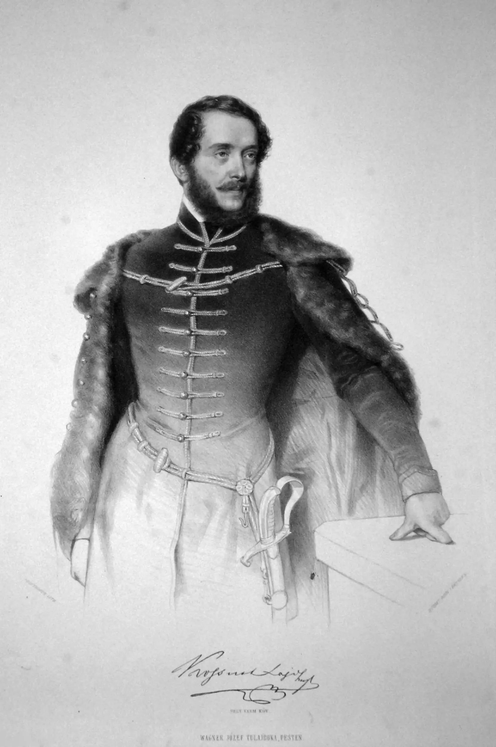Ludwig Kossuth, lawyer, Hungarian politician and revolutionary | Lithograph, 1848