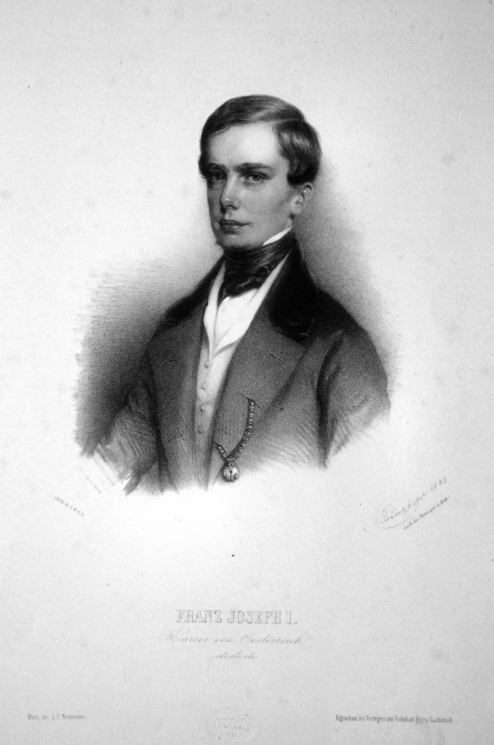 Franz Joseph I. (1830 –1916), Kaiser von Österreich, König von Ungarn | Lithographie, 1849