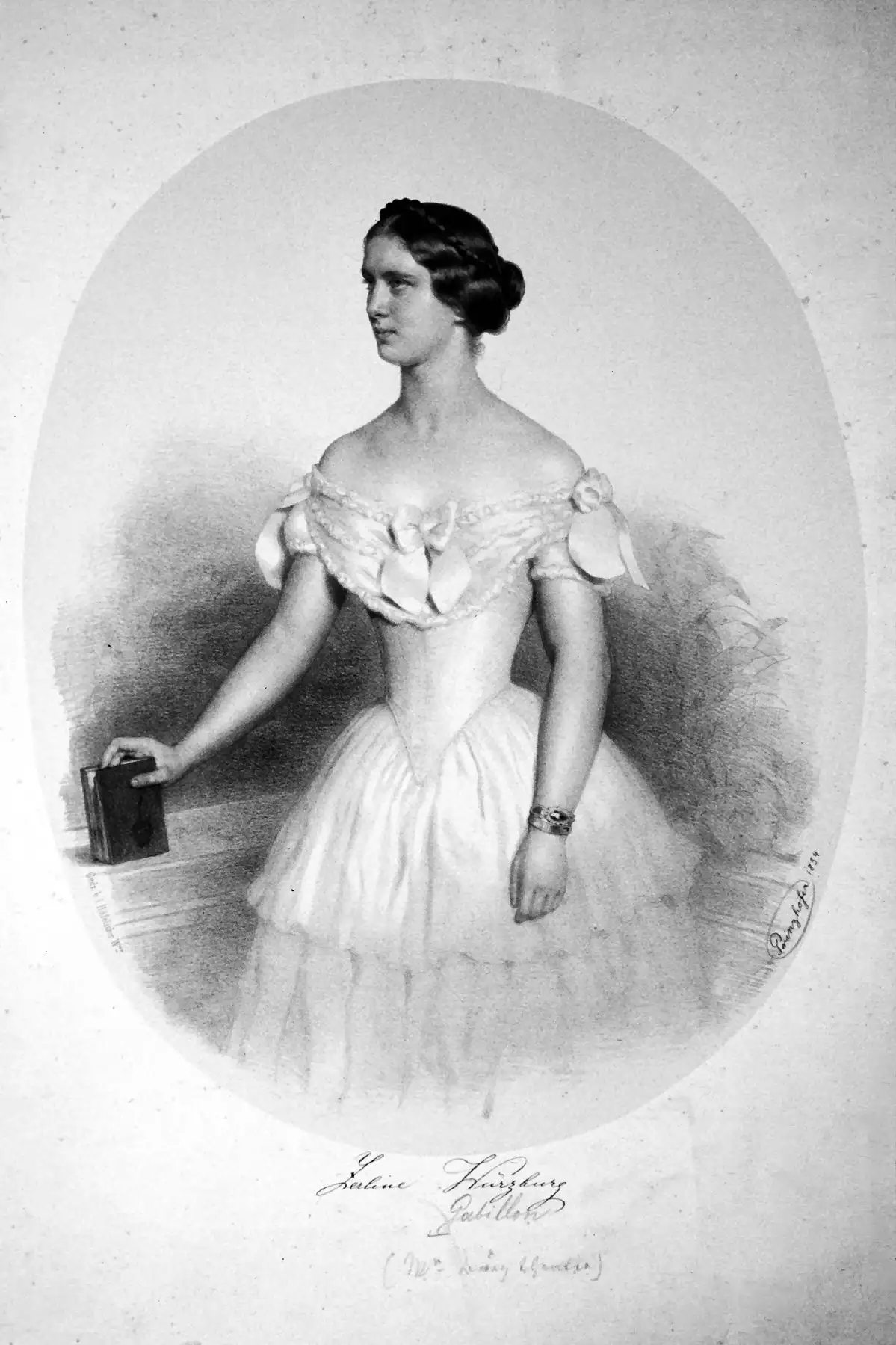 Zerline Gabillon (1825–1892), geboren als Würzburg, deutsche Schauspielerin am Burgtheater | Lithographie, 1854