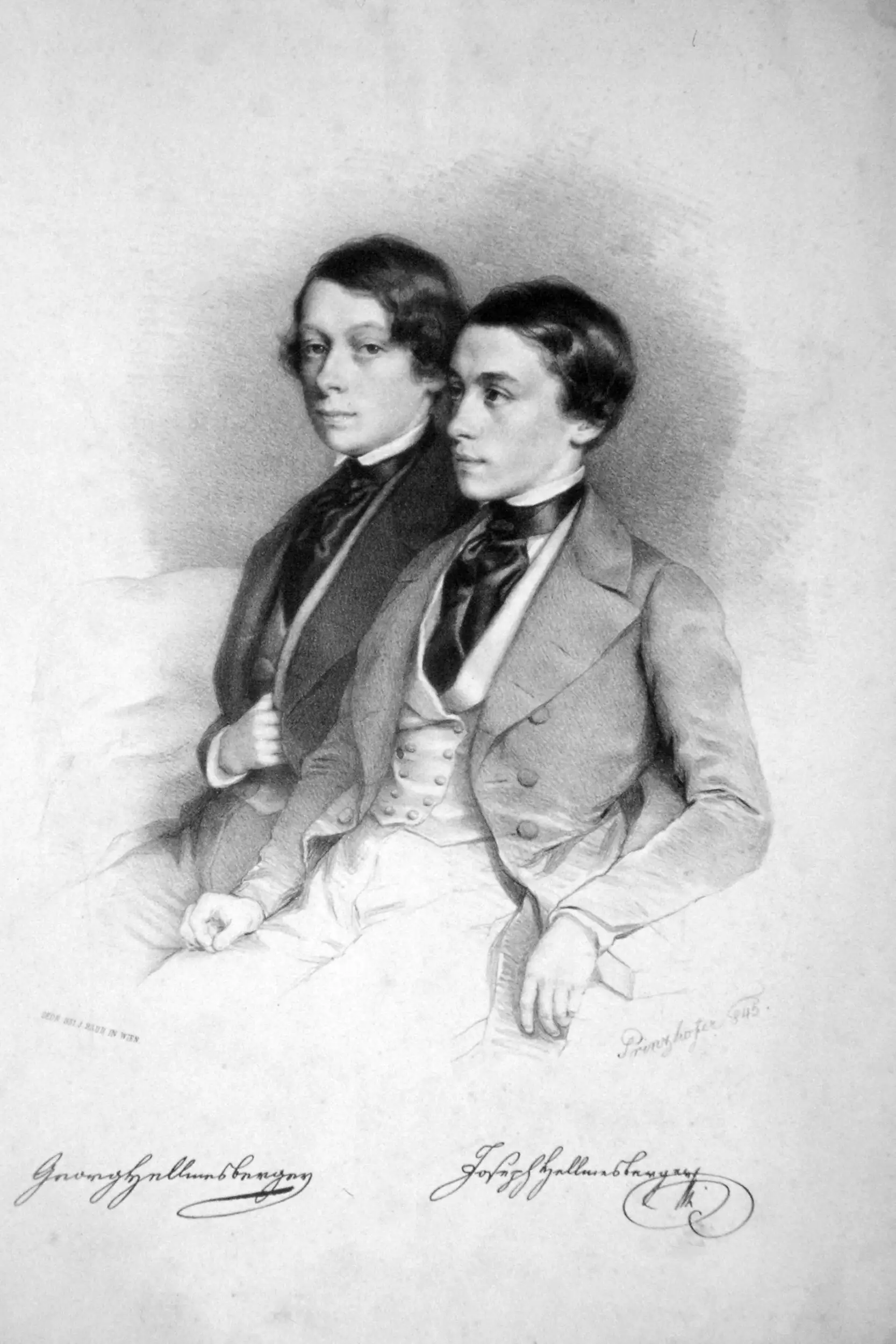 Georg and Josef Hellmesberger (brothers, musicians, composers, and violinists) | lithograph, 1845