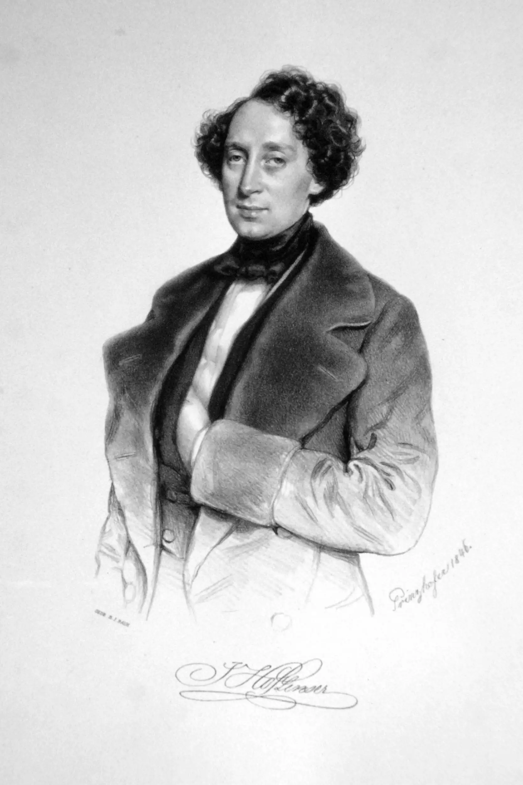 Johann Hofzinser (1806–1875), Imperial and Royal civil servant, magician; lithograph, 1846